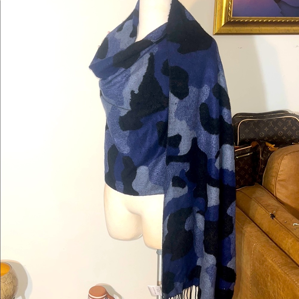 Anatomie Blue and Black Camouflage Wrap Scarf